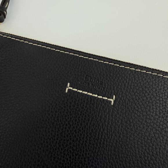 Chloe Darryl Hobo Bag Black Grained Leather Large Tote Shoulder With Pouch Auth - Picture 13 of 16